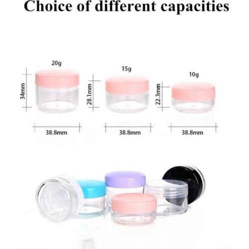 10/15/20g Round Transparent face cream container Refillable Empty Plastic cream storage bottle Portable body cream Sample Pots