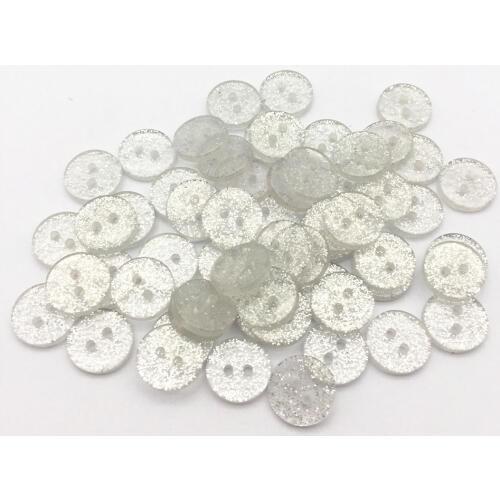 500pcs Clear Glitter 13mm Sparkle 2 Holes Round Resin Buttons for Womens Clothes Sewing Accessory Baby Buttons