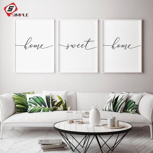 Minimalist Black White hOME Sweet Home Quotes Canvas Painting Nursery Posters Prints Wall Art Pictures for Bedroom Home Decor