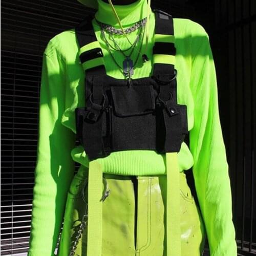 April MOMO 2021 Fashion Nylon Chest Rig Bag Black Vest Hip Hop Streetwear Functional Tactical Harness Chest Rig Kanye West Wist