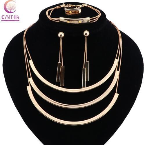 Fashion Nigerian Wedding Gold-color African Beads Jewelry Sets For Women Party Dubai Jewelry Set Wedding Accessories