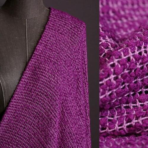 148CM Wide 400G/M Soft Knitted Tweed Purple Acrylic Polyester Fabric for Autumn Spring Dress Jacket DE1403