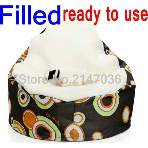 FILLED WITH BEANS INSIDE, beige color Retro bloop baby bean bag chair, can be used directly,kids sleeping nursey beanbag sofa