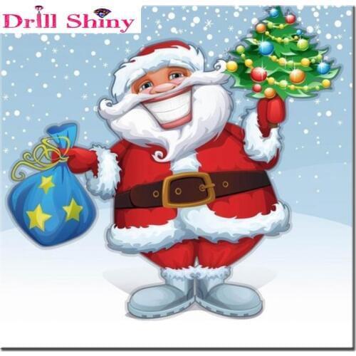 New Year Full Diamond Painting Cross Stitch Santa Claus With Christmas Tree Gifts Diamond Embroidery Icon Children