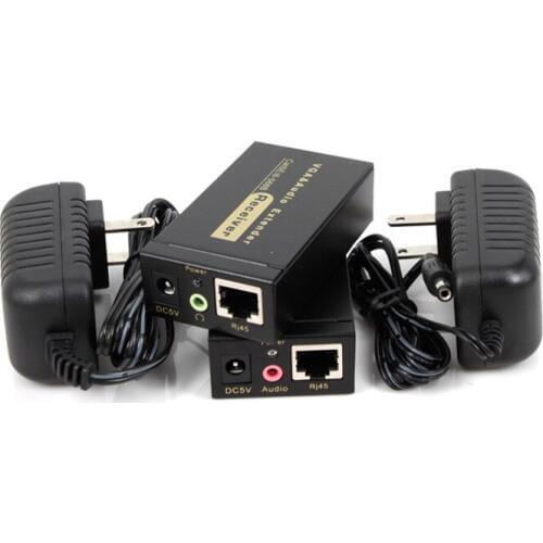 New VGA Extender via cat5e/6 cable up to 100M with power adapter Support High Definition 1920x1440 for Monitor Projector