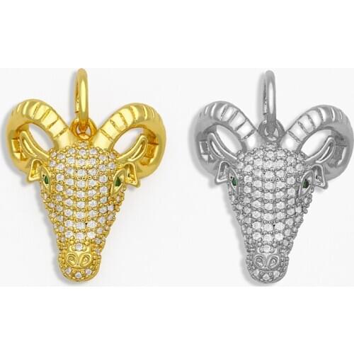OCESRIO DIY Small Goat Head Necklace Pendant For Women Jewelry CZ For Jewelry Components Necklace Pendant pdta0132