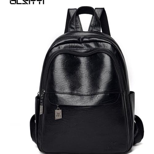 Retro Solid Color Large Capacity Travel Backpack for Women 2021 New Designer Casual Leather Teenage Girls Vintage Backpacks