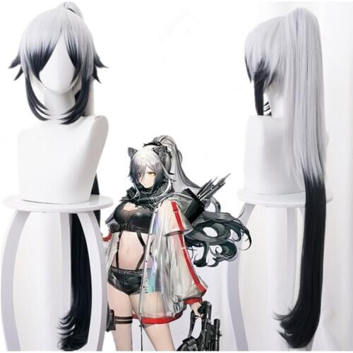 Game Arknights Cosplay Schwarz Costume Silver Grey Fades Into Black Long Ponytail Role Play Accessories long wigs
