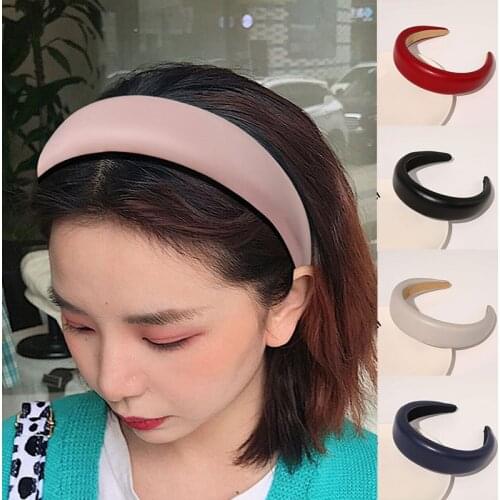 New Fashion Western Style Solid Colors Thicken Padded Headband Bezel Turban Women Hairbands Girls Accessories Headwear
