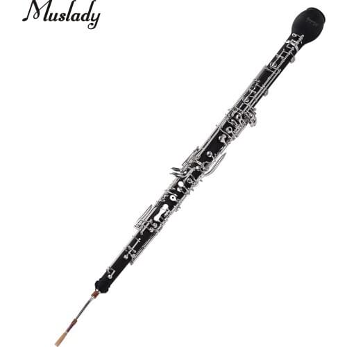 Muslady Professional English Horn Alto Oboe F Key Synthetic Wood Body Silver-plated Keys Woodwind Instrument with Reed Gloves