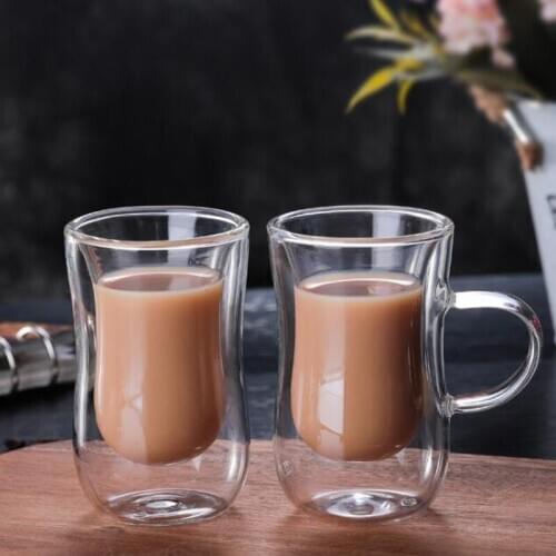 Transparent Drinkware Coffee Cups Tea Set Mugs Beer Drink Office Mug Double Glass Cup Simple Style