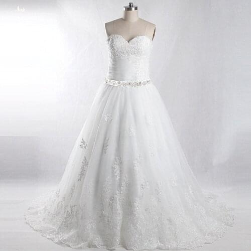 RSW919 Yiaibridal Real Job Sweetheart Neckline Sleeveless Lace Appliques Matrimonio Robe De Mariee