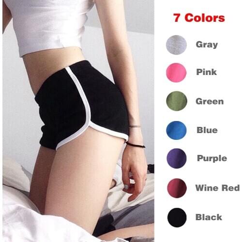 2020 Sport Shorts Womens Fitness 100% Cotton Casual Shorts Candy Color Stretch Waist Shorts Beach Sexy Short WomenS Clothing