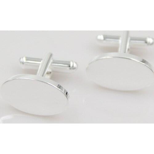 Standard Silver Cufflinks Simple Business Gifts Smooth Oval 925 Silver Cuff links Buttons Cuff Nails Mens Shirt Cufflink Jewelry