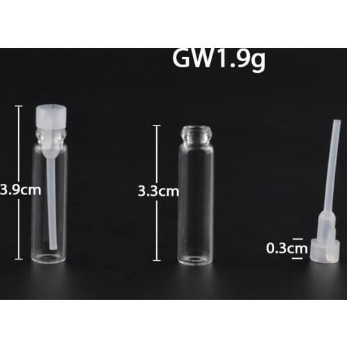 MUB - 100pcs/lot 1ml Glass Vials Mini Empty Laboratory Bottles With Plastic Stopper Clear Perfume Liquid Oil Fragrance