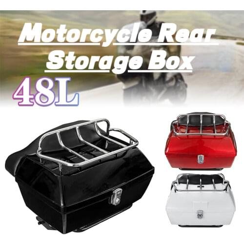 48L Universal Motorcycle Rear Storage Box Tail Luggage Trunk Case Toolbox Scooter Motorbike Motorcycle Trunk