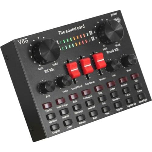 V8S Mobile Phone Microphone Live Usb External Sound Card For Mobile Computer Audio Interface Sound Card With Bluetooth