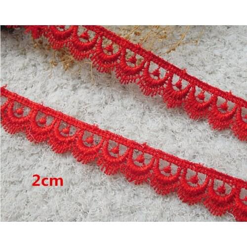 3 Meters Embroidered Flower Lace Ribbon for Garments Hometexile Curtain Decors DIY Red lace trims Accessories 2cm
