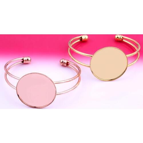 30mm Bracelet & Bangle Blank for Women Base Cabochon Settings Cameo Tray Diy Jewelry Making Accessories Silver Gold Color