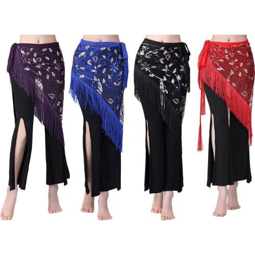 Lady Women Belly Dance Hip Scarf Hip Belt Sequins Tassels Wrap Belt Bellydance Skirt Waist Chain Wrap Dance Costume Accessories
