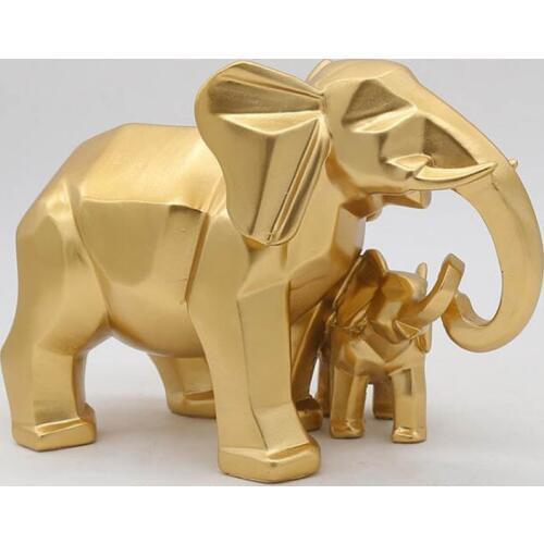 Gold Modern Geometric Gold Elephant Resin Home Decoration Accessories Crafts for Sculpture Statue Ornaments Mother and child