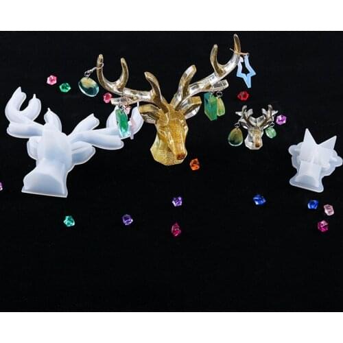 1PC Transparent Silicone Mold DIY Epoxy Mold Type 2 Antlers Decoration Silicone Mold Mirror Christmas Deer