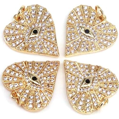 10Pcs , New arrival gold plated Crystal Cz Eye Heart Shape pendant,popular jewelry pendant,accessories jewelry wholesale