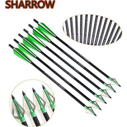 12pcs 16" Crossbow Bolts Carbon Arrows+Archery Arrowheads Replaceable Broadheads 100gr For Outdoor Practice Shooting Accessories