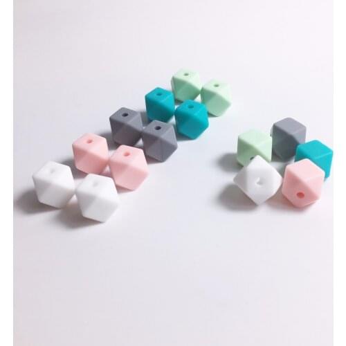 13mm Mini Hexagon silicone beads Baby Hexagon BPA Free DIY Necklace Pacifier Chain Baby Teething Beads