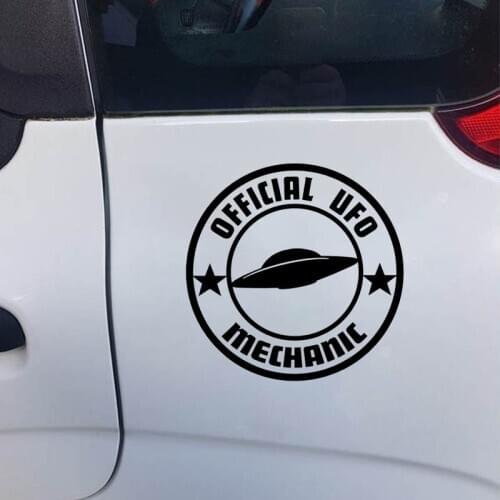 18cm*18cm Car Styling Cool Graphics Personality Official UFO Mechanic Funny Car Stickers