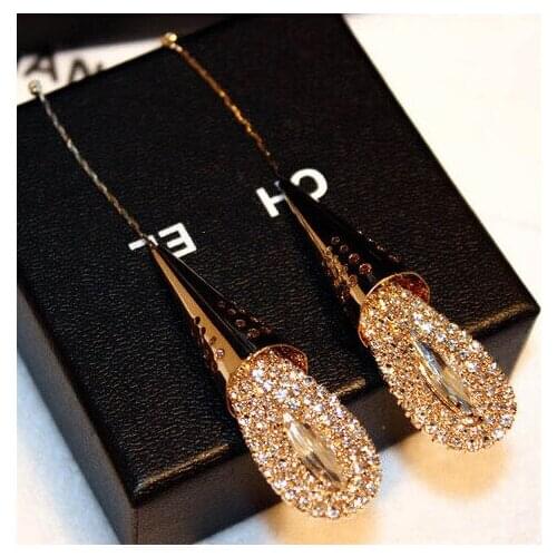 2021New Luxury Exaggerated Long Drop Tassel Earrings for Women AAAziconia Engagement Wedding Birthday Gift for Female