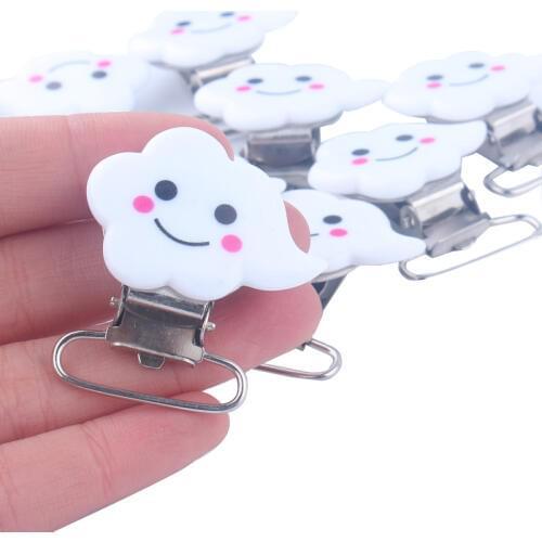 5pcs Cloud Metal Pacifier Clips Cute Smile Cloud Pacifier Holder Clip for DIY Dummy Chain