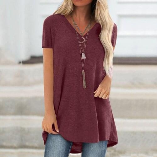 5xl Plus Size Red Tops And Blouses Blusas Mujer De Moda 2021 Summer Tunic Clothes Short Sleeve Sexy V Neck Clothing Camisas