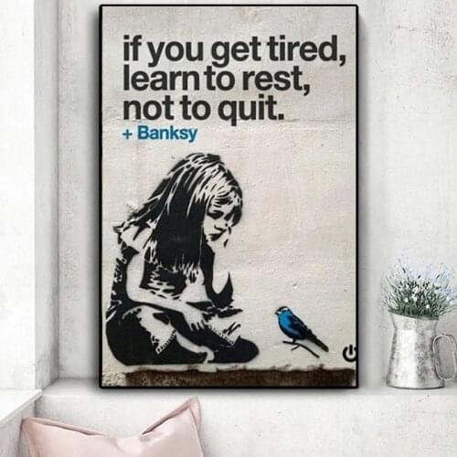 Abstract Graffiti Street Girl Oil Painting on Canvas Posters and Prints Banksy Wall Art Picture for Living Room Decor