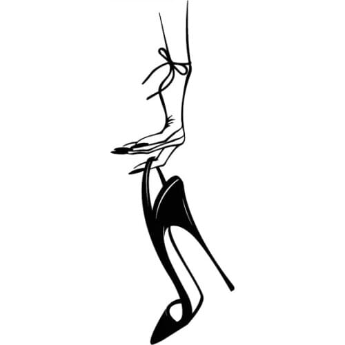 Car Sticker Sexy Elegant Woman Hand Stiletto Heels High Heels Girls Nail Car Decorative PVC Sticker Black/white 14cm*5cm