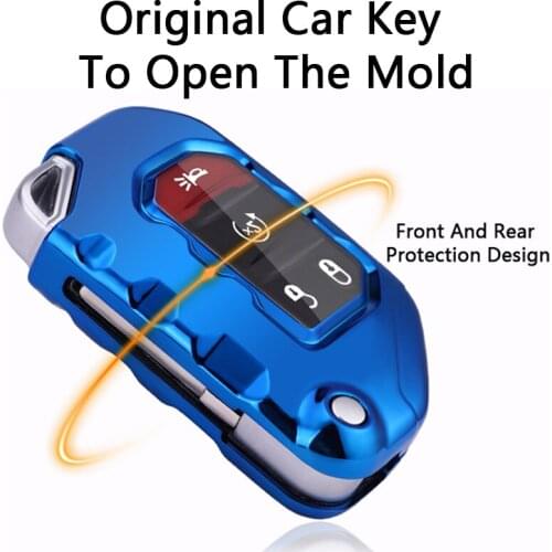 QHCP Car Key Case Cover Holder TPU Key Shell Protection Folding 2 3 Buttons Replacement For Jeep Wrangler JL 2018 2019 2020 2021