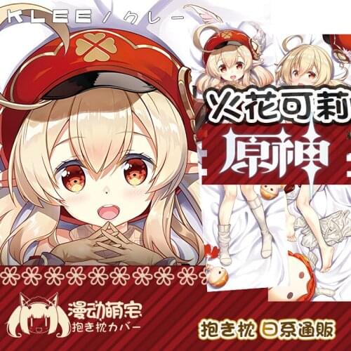 Hot Anime Game Klee Genshin Impact Girl Dakimakura Hugging Body Pillow Case Otaku Pillow Cushion Cover Collection Gifts