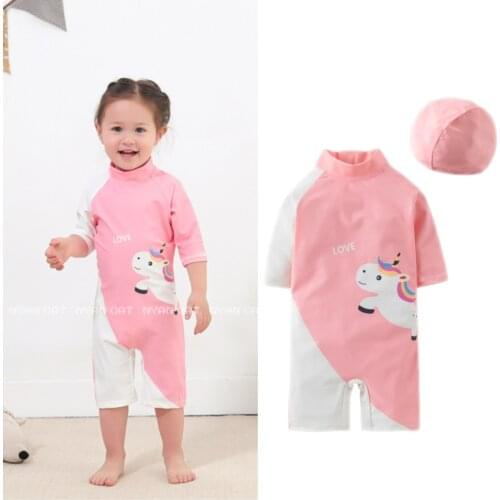 Children Baby Girls Unicorn Swimsuit Short Sleeve Dinosaur Swimming Bathing New Summer Bathing Swimwear Cartoon Kids Swimwears