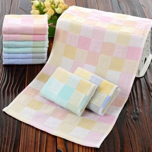 Baby Towel Cotton Plaid Gauze 27*50cm Newborn Infant Grid Face Hand Bathing Bib Handkerchief Baby Stuff Toddler Towel Washed
