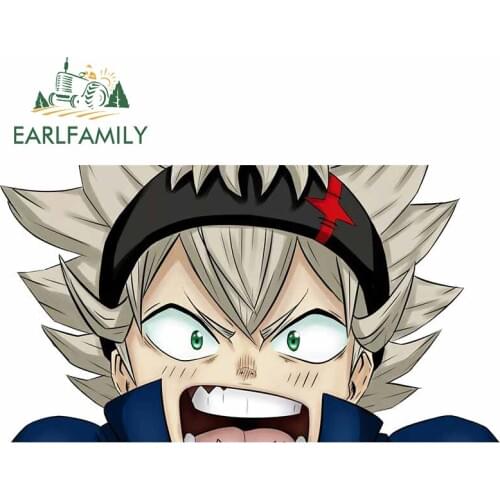 EARLFAMILY 13cm x 6.9cm for Black Clover Asta Decal Motorcycle Windshield Car Stickers Occlusion Scratch Cartoon Vinyl Car Wrap