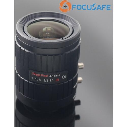 Focusafe HD 3 Megapixel 4-18mm 1/1.8" C Mount Varifocal Manual iris Lens for Security CCTV Camera