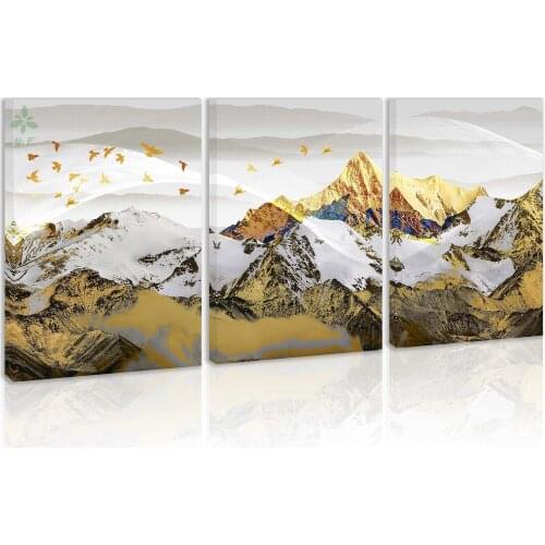 Mountains Landscape Wall Art Gold Modern Abstract Artwork Canvas Painting Home Decoration