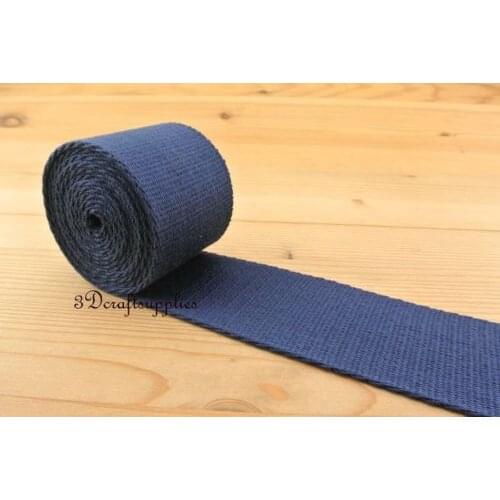 Cotton webbing 5 yards 2 inch(50mm) heavy weight key fob strap Dark Blue ZD84