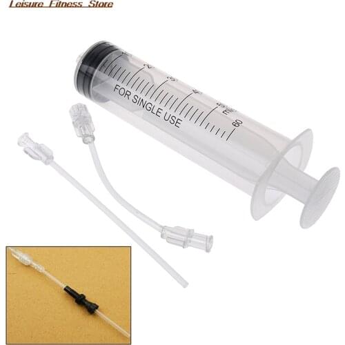 60ml Bicycle Tire Liquid Injection Tool Bike Tubeless Sealant Injector Syringe Rubber Hose Kit For Bicycle