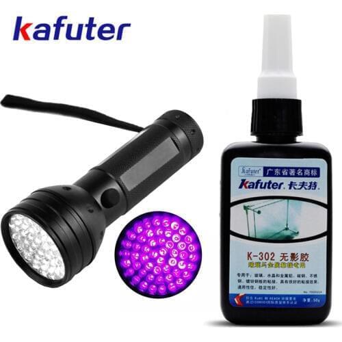 Strong 50ml Kafuter UV Glue UV Curing Adhesive K-302+51 LED UV Flashlight UV Curing Adhesive Crystal Glass and Metal Bonding