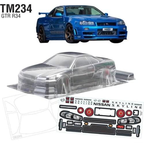 Team C TM234 1/10 GTRR R34 210mm clear body for HSP HIP Tamiya rally car