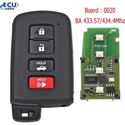 Lonsdor Keyless-Go Smart Key 8A 433.57/434.4Mhz for Toyota Corolla Camry Avalon FCCID: HYQ14FBA - 281451- 0020 P/N: 89904-06140