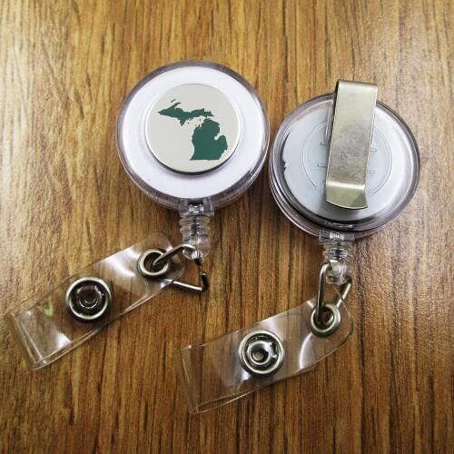 Michigan ID Badge Reel gift for him/her friend family retractable recoil id badge holder work fun