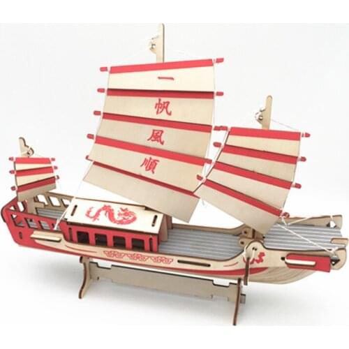 DIY Model toys 3D Wooden Puzzle Chinese sailboat Wooden Kits Puzzle Game Assembling Toys Gift for Kids Adult P56