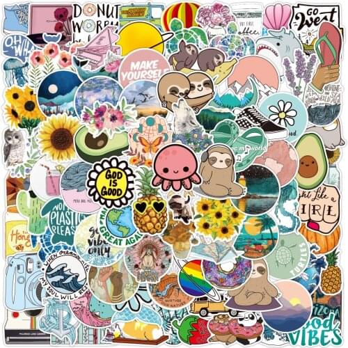 10/50/100pcs Vsco Sticker Waterproof Skateboard Scrapbook Suitcase Pink Sticker Pack Animal Laptop Racing Kid Classic Toys